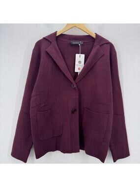 NWT Women's Burgundy Sweater Jacket sz Medium Preppy Cottagecore Casual Cabin
